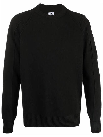 Men's Lens Wappen Wool Crew Neck Knit Black - CP COMPANY - BALAAN 2