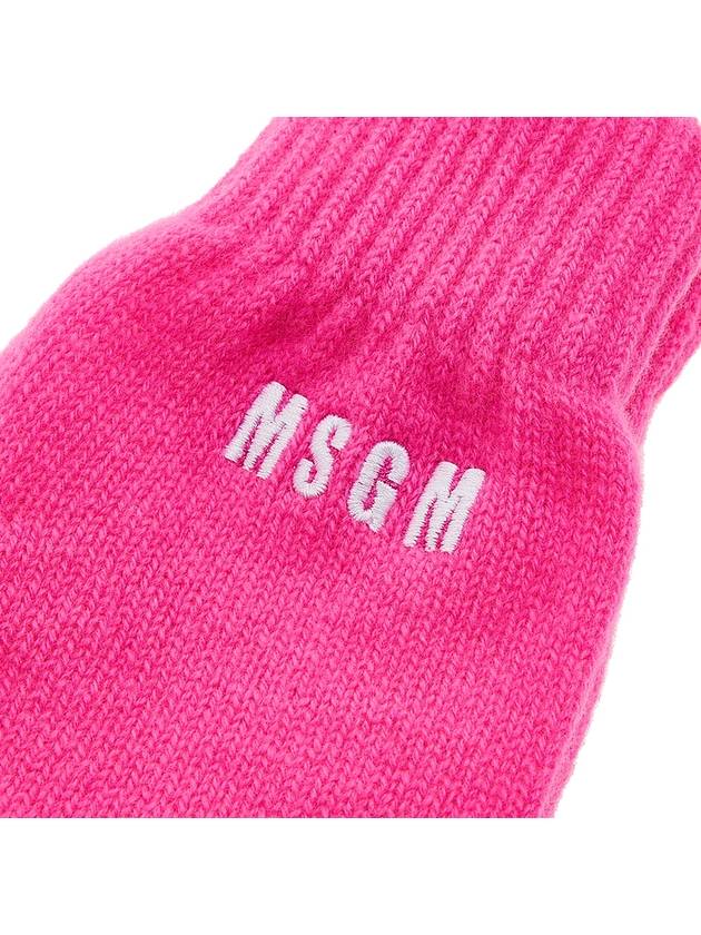 logo embroidered knit gloves pink - MSGM - BALAAN.