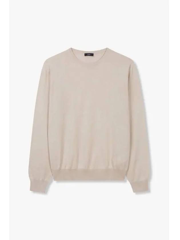 Men s Cashmere Silk Crew Neck Knit Light Beige - HERNO - BALAAN 1