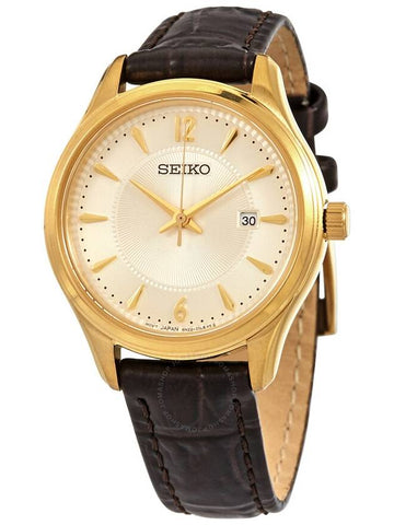 Seiko Sapphire Quartz Champagne Dial Ladies Watch SUR478P1 - SEIKO - BALAAN 1