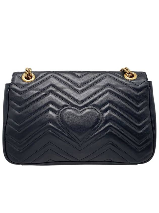 443496 Black Matelasse Medium Chevron Marmont Chain Flap Shoulder Bag - GUCCI - BALAAN 3