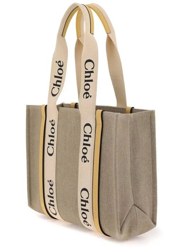 Woody Canvas Medium Tote Bag Yellow - CHLOE - BALAAN 4