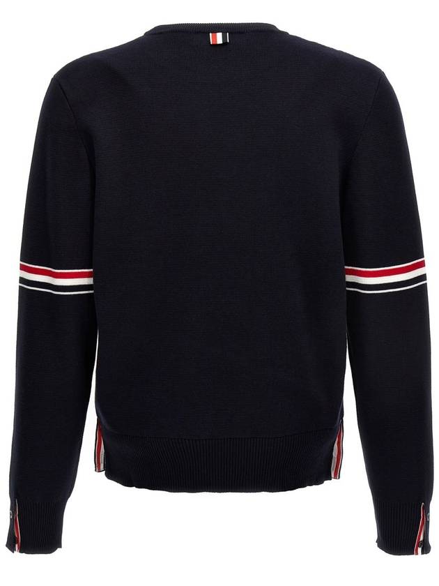 Men's Milan Stitch Armband Crew Neck Knit Top Navy - THOM BROWNE - BALAAN 3