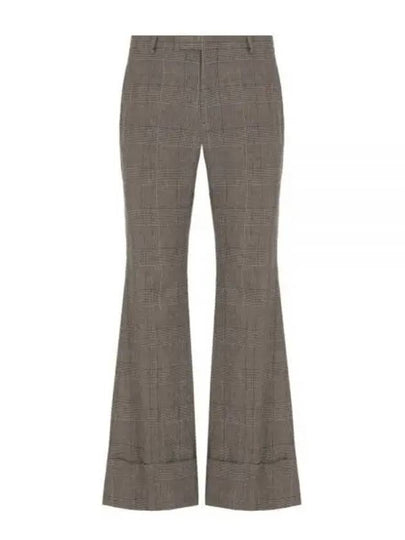 Prince Of Wales Wool Linen Straight Pants Grey - GUCCI - BALAAN 2