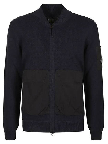 Cotton Mixed Bomber Cardigan Navy - CP COMPANY - BALAAN 1