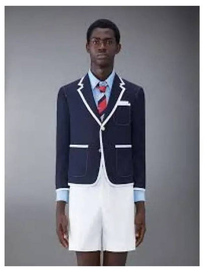 Cotton Gabardine Tipping Oversized Sack Sport Blazer Jacket Navy - THOM BROWNE - BALAAN 2