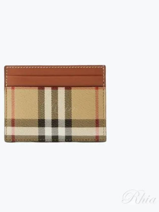 Check Print Leather Card Holder Beige - BURBERRY - BALAAN 2