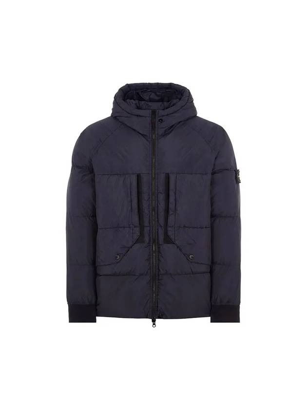 Garment Dyed Crinkle Reps Recycled Nylon Hoodie Padding Navy - STONE ISLAND - BALAAN 1