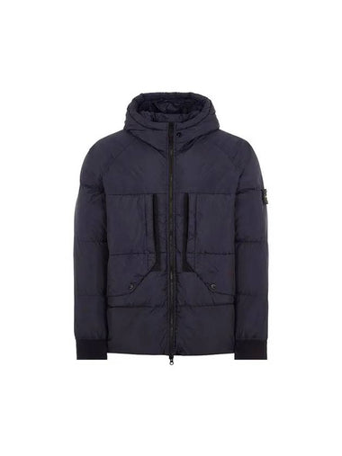 Garment Dyed Crinkle Reps Recycled Nylon Hoodie Padding Navy - STONE ISLAND - BALAAN 1