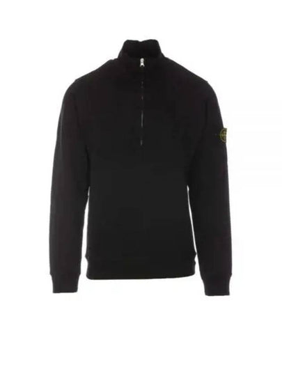 Logo Half Zipper Sweatshirt Black - STONE ISLAND - BALAAN 2