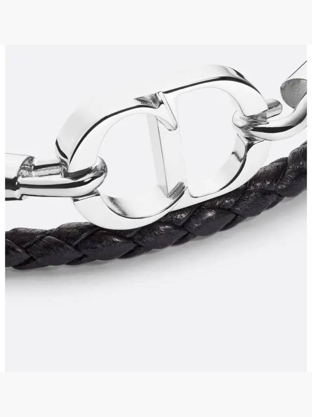 CD Icon Braided Leather Bracelet Black - DIOR - BALAAN 3