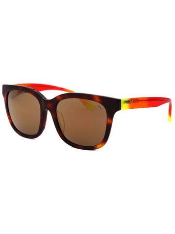 PU0083SK 004 Square Horn Rim Over Asian Fit Mirror Sunglasses - PUMA - BALAAN 1