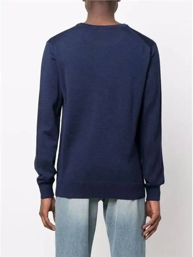 Fox head Patch Regular Round Neck Pullover Knit Top Navy Melange - MAISON KITSUNE - BALAAN 5