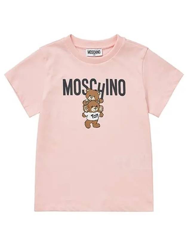 HVM04K LAA01 50209 Teddy bear logo print junior kids short sleeve t shirt - MOSCHINO - BALAAN 1