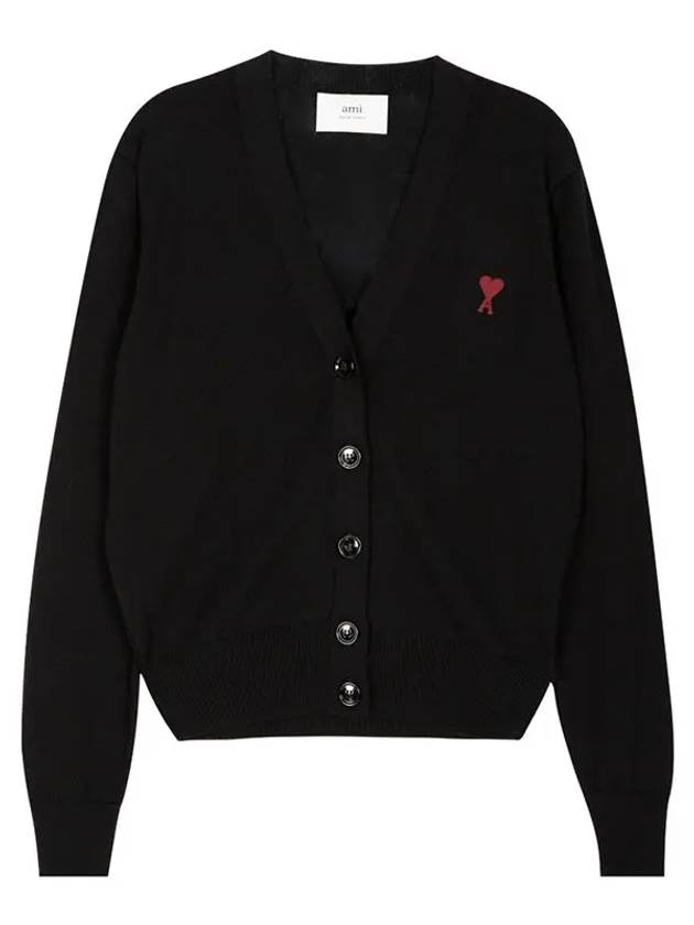 Heart Logo Wool Cardigan Black - AMI - BALAAN 2