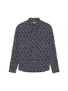 Verdy Monogram Print Allover Cotton Long Sleeve Shirt Navy - KENZO - BALAAN 2