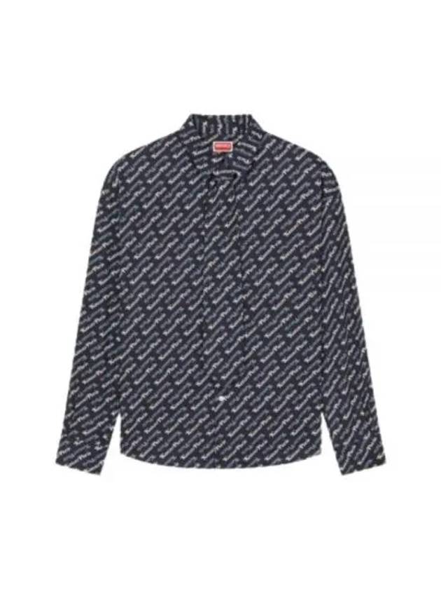 Verdy Monogram Print Allover Cotton Long Sleeve Shirt Navy - KENZO - BALAAN 2