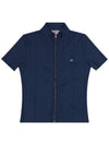 slim fit zip-up short sleeve t-shirt navy - TOMMY HILFIGER - BALAAN