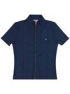 Slim Fit Zip-Up Short Sleeve T-Shirt Navy - TOMMY HILFIGER - BALAAN 1