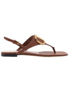 Women's V Logo Flat Sandals Brown - VALENTINO - BALAAN.