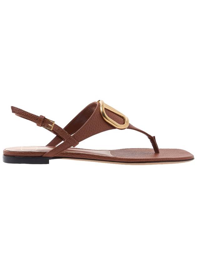 Women's V Logo Flat Sandals Brown - VALENTINO - BALAAN.