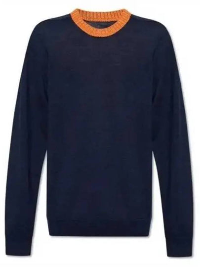 Contrast Collar Wool Knit Top Blue - MAISON MARGIELA - BALAAN 2