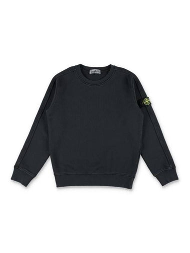 Kids Logo Patch Crewneck Sweatshirt Black - STONE ISLAND - BALAAN 1