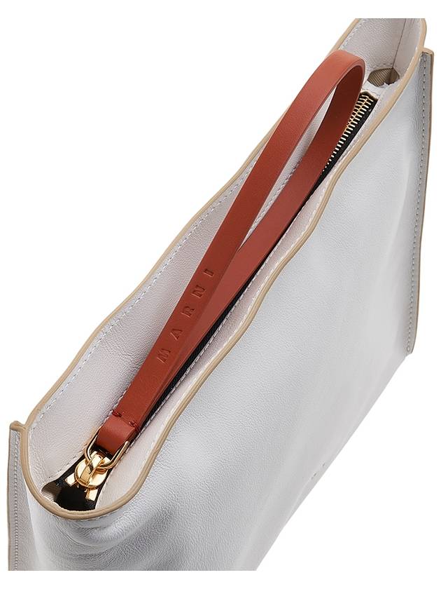 Color Block Logo Print Leather Pouch Bag White - MARNI - BALAAN 9