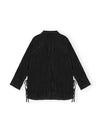 Viscose Habotai Long Sleeve Shirt Black - GANNI - BALAAN 3