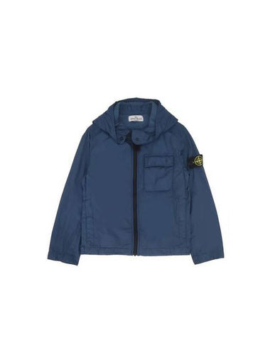 Kids Wappen Patch One-Pocket Hooded Jacket Blue - STONE ISLAND - BALAAN 1