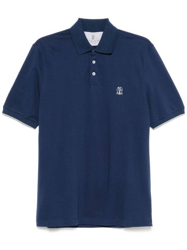 Logo Short Sleeve Polo Shirt Navy - BRUNELLO CUCINELLI - BALAAN 1