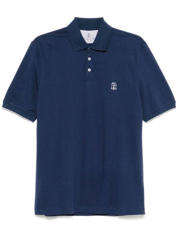 Logo Short Sleeve Polo Shirt Navy - BRUNELLO CUCINELLI - BALAAN 1