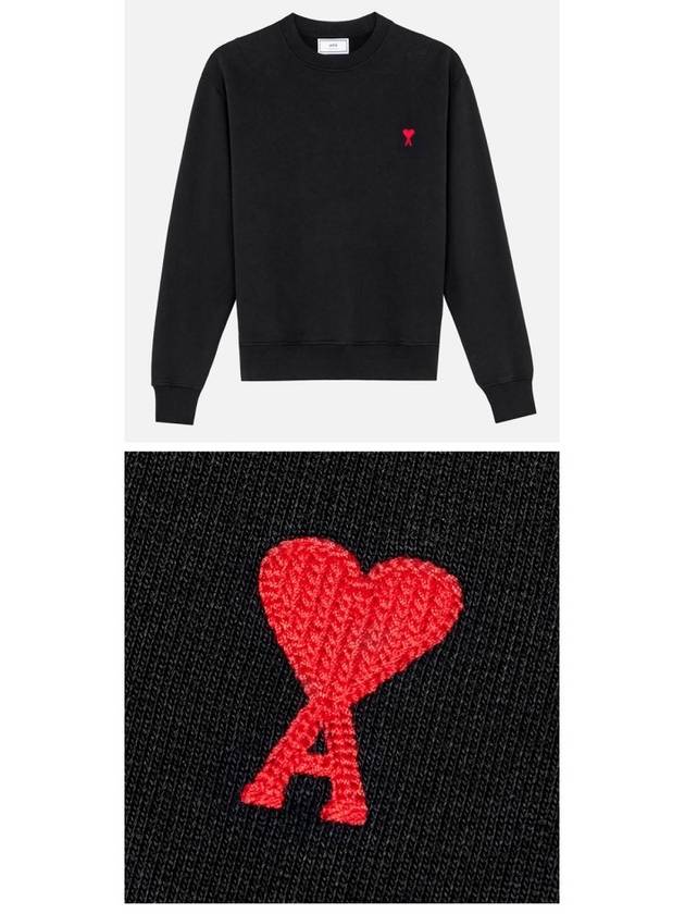 Men's Small Heart Logo Sweatshirt Black - AMI - BALAAN 5