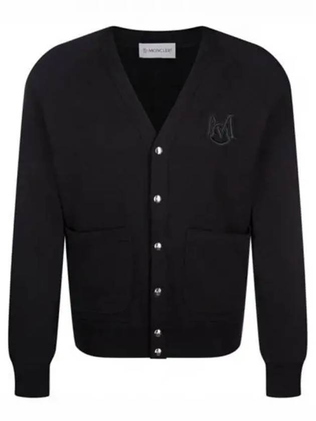 Logo patch V neck cardigan black men s jacket 270899 - MONCLER - BALAAN 1