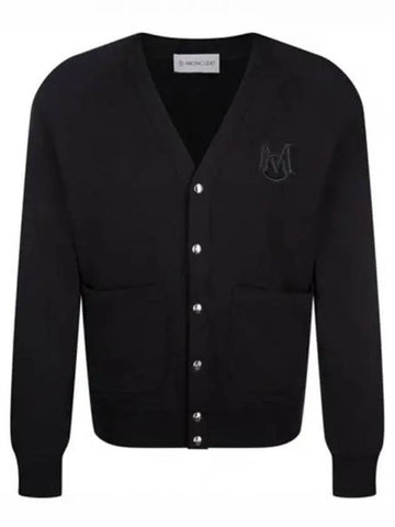 Logo patch V neck cardigan black men s jacket 270899 - MONCLER - BALAAN 1