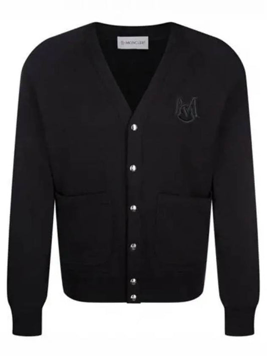 Logo patch V neck cardigan black men s jacket 270899 - MONCLER - BALAAN 1