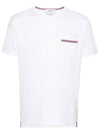 Men's Medium Weight Jersey Tipped Pocket Crewneck Short Sleeve T-Shirt White - THOM BROWNE - BALAAN 2