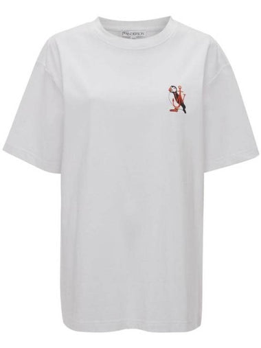 Embroidery Puff Logo Cotton Short Sleeve T-Shirt White - JW ANDERSON - BALAAN 1