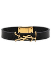 Monogram Logo Leather Bracelet Black - SAINT LAURENT - BALAAN 1