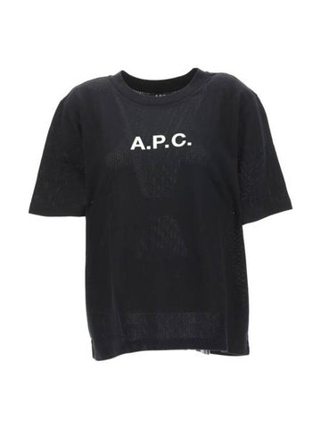 Mae Pique Mesh Short Sleeve T-Shirt Black - A.P.C. - BALAAN 1