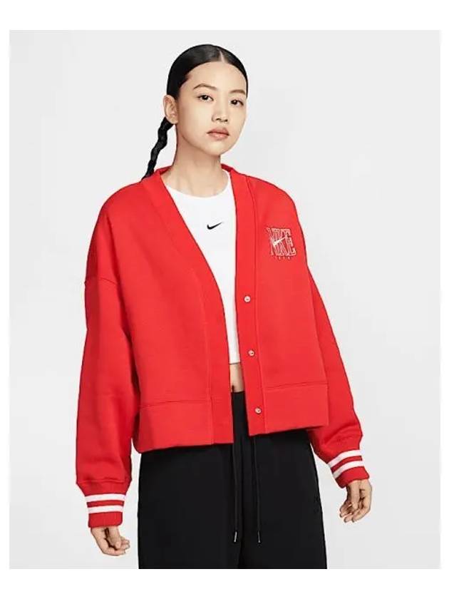 Sportswear Phoenix Fleece Oversized Cardigan University Red - NIKE - BALAAN 2