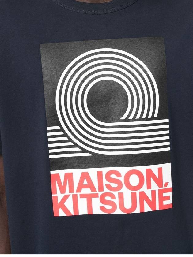 Black Anthony Burrill Logo Classic Cotton Short Sleeve T-Shirt Navy - MAISON KITSUNE - BALAAN 7