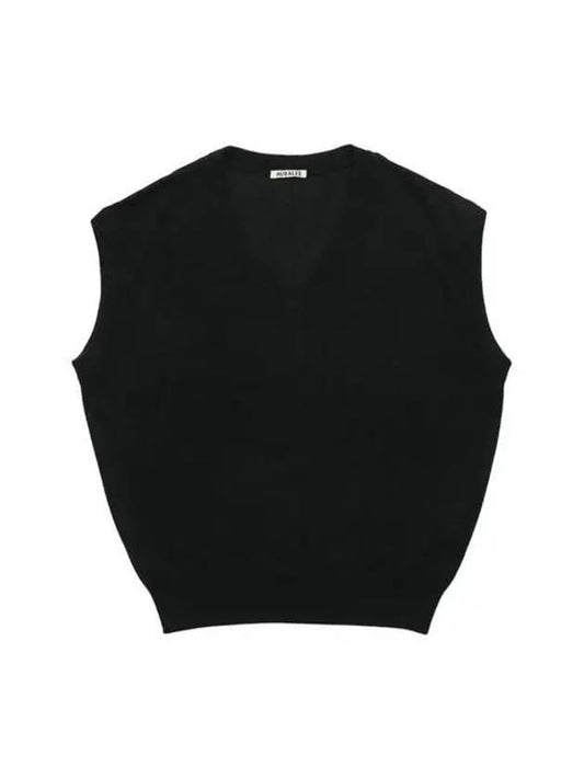 Cashmere Silk Vest Knit Top Black - AURALEE - BALAAN 1