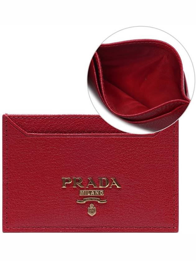 Gold Logo Calfskin Card Wallet Red - PRADA - BALAAN 2