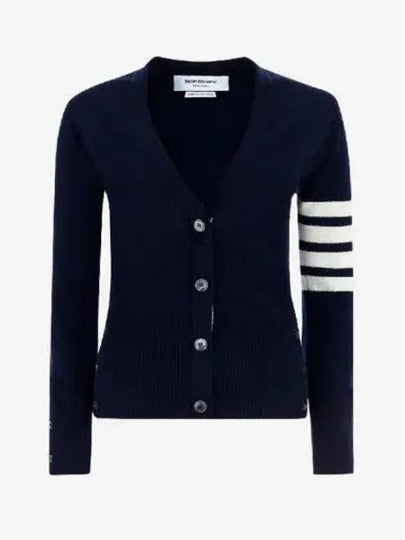 4-Bar V-Neck Cashmere Cardigan Navy - THOM BROWNE - BALAAN 2