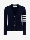 4-Bar V-Neck Cashmere Cardigan Navy - THOM BROWNE - BALAAN 3