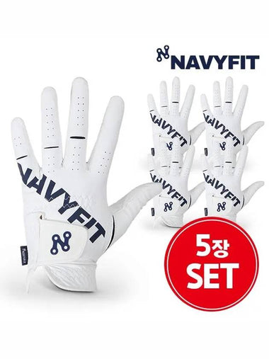 5 piece set navy fit golf gloves racing knuckle premium microfiber for men - HEAL CREEK - BALAAN 1