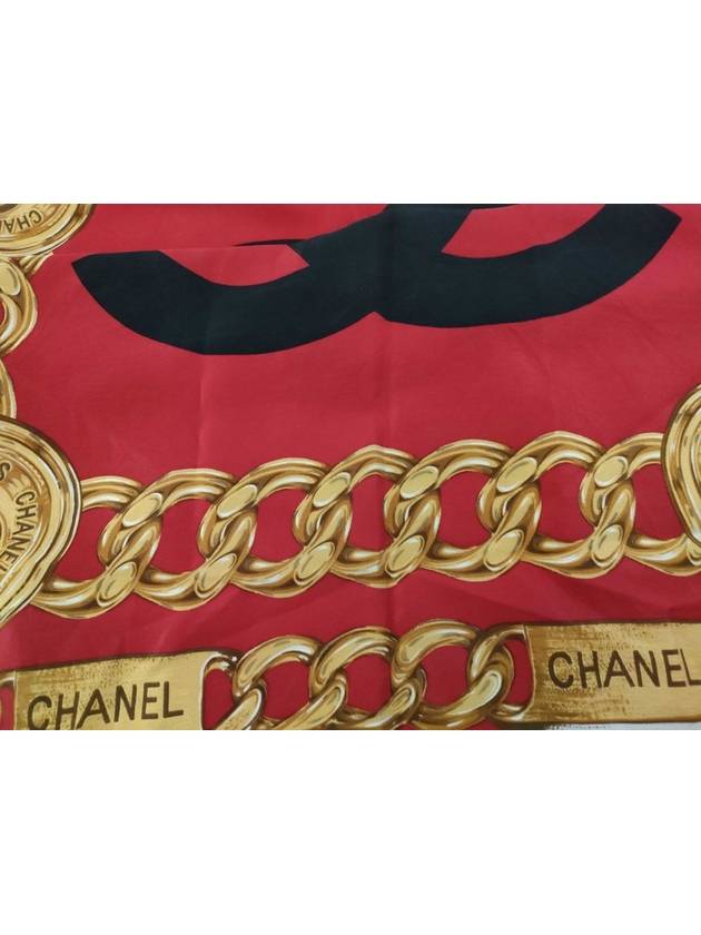 gold chain red scarf - CHANEL - BALAAN 4