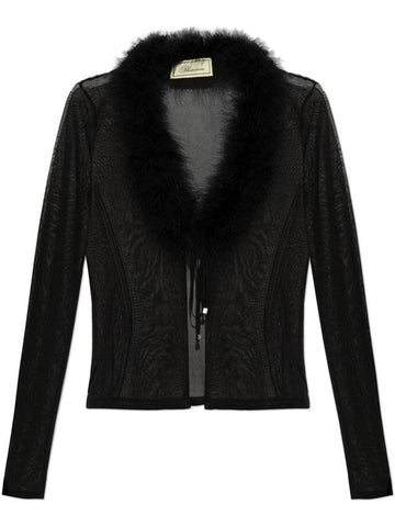 Blumarine Cardigan With Fur, Women's, Black - BLUMARINE - BALAAN 1