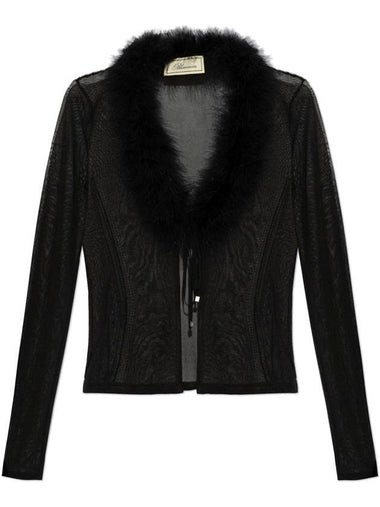 Blumarine Cardigan With Fur, Women's, Black - BLUMARINE - BALAAN 1